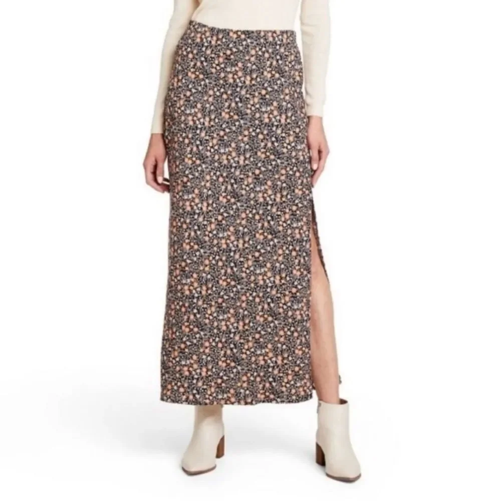 Nili Lotan x Target Floral Skirt Maxi Side Slit Women's Small‎